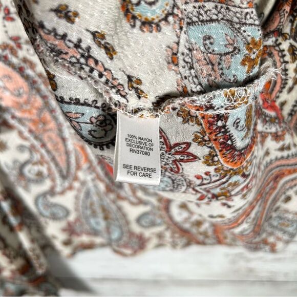 Cato Kimono Bohemian Embellished Trim Paisley Dolman Open Front Jacket 22/24 3x - Picture 10 of 10